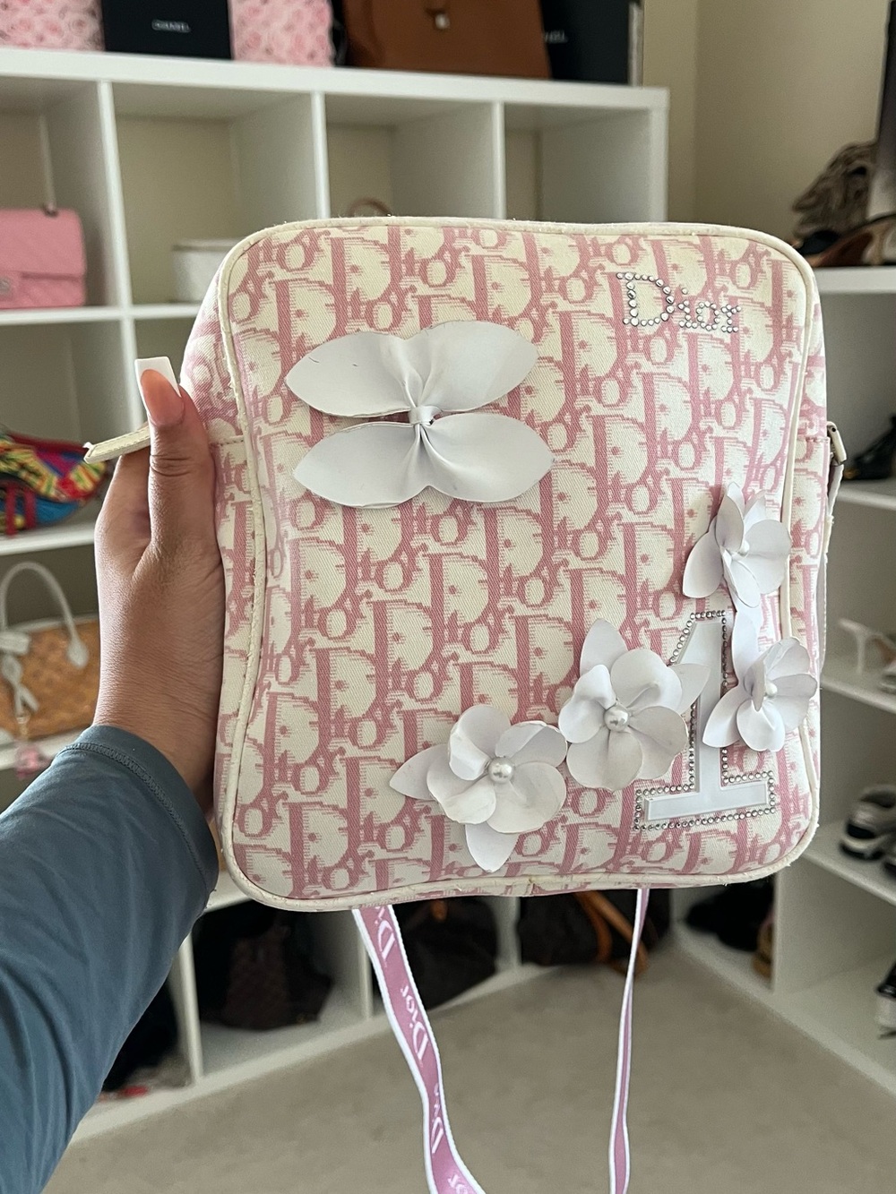 Dior Pink Floral Print Crossbody Bag